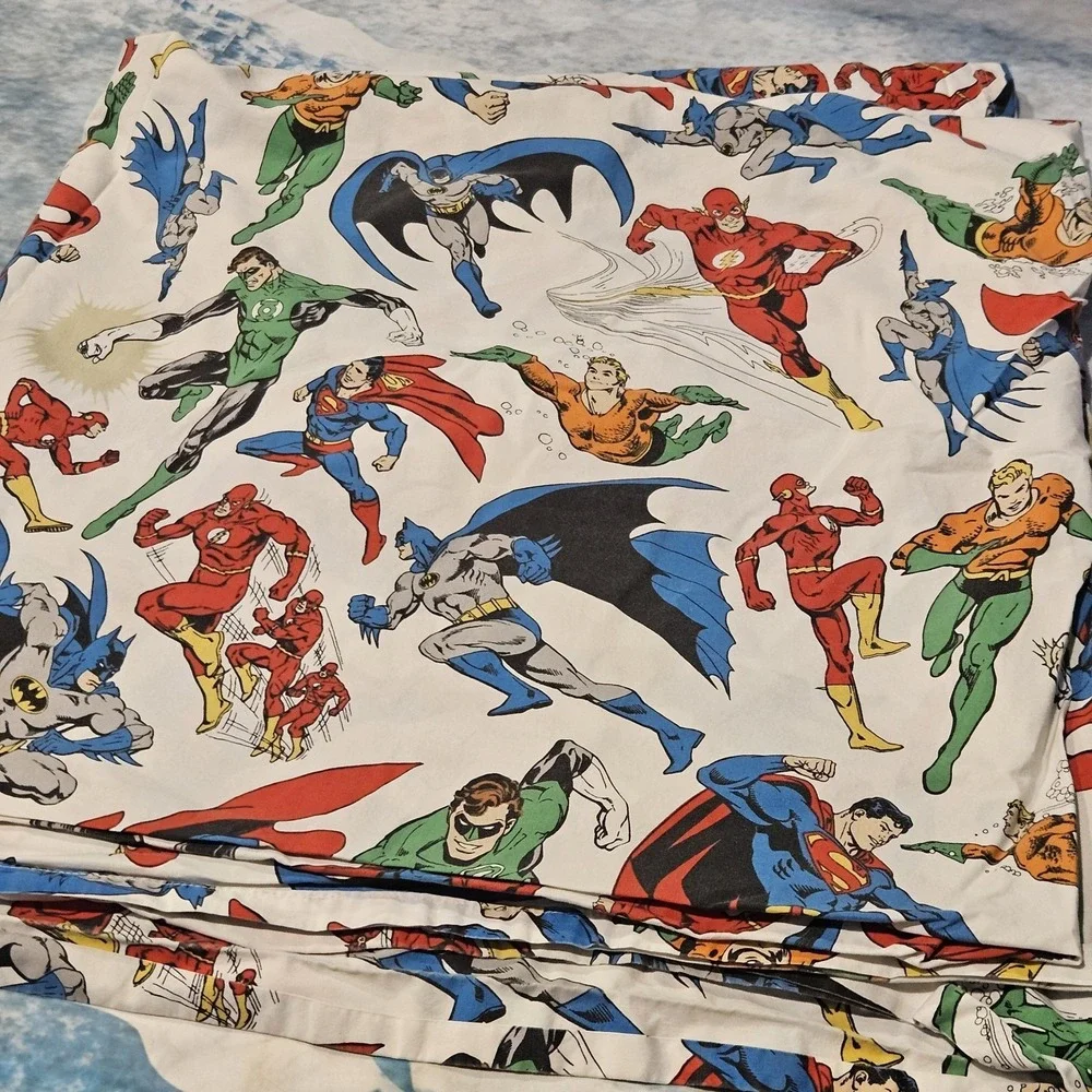 Pottery Barn Kids DC Comics Justice League Full Sheet Set Batman Superman Flash
